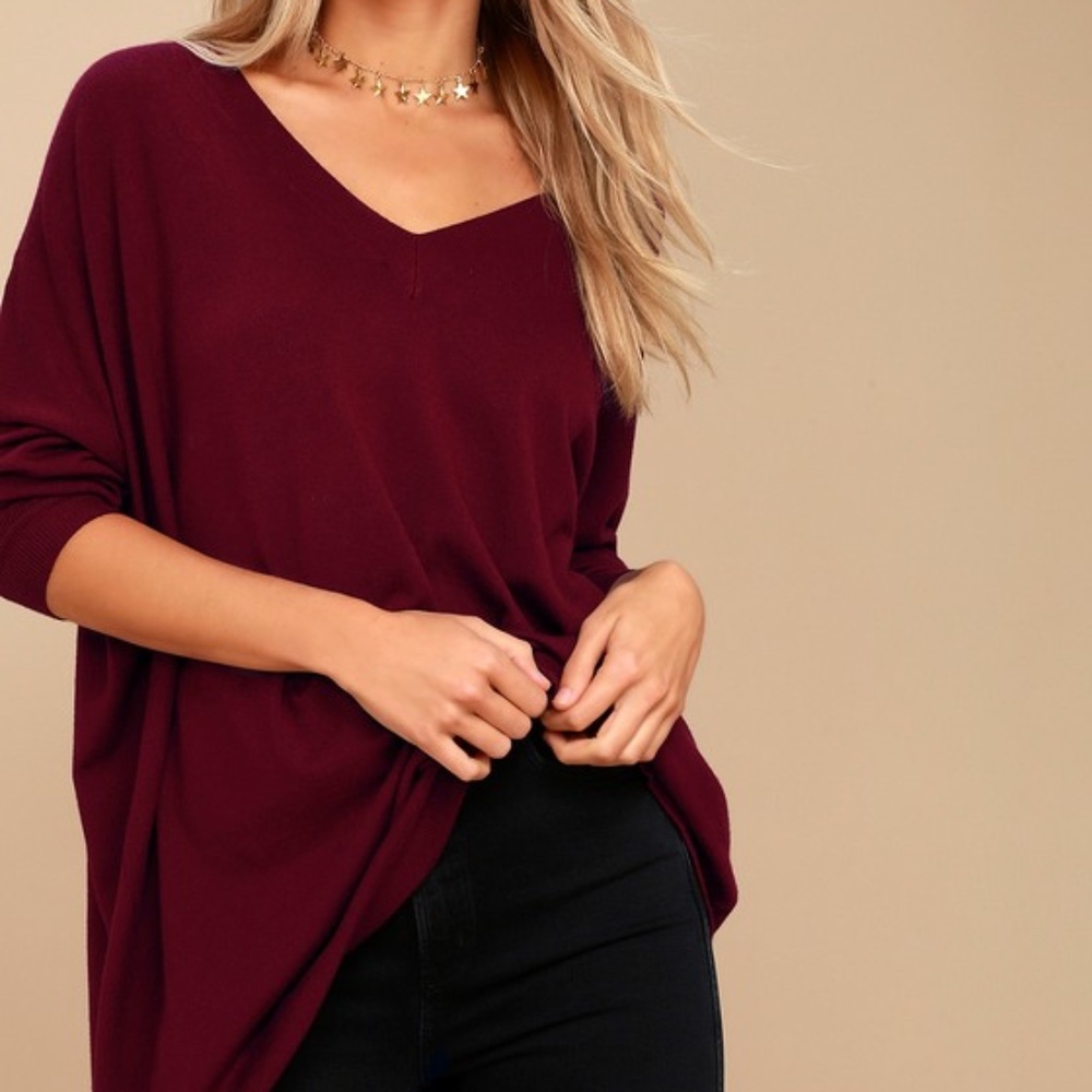 Lulus Ticket To Cozy Burgundy Oversized Sweater Red - Size Medium/Large